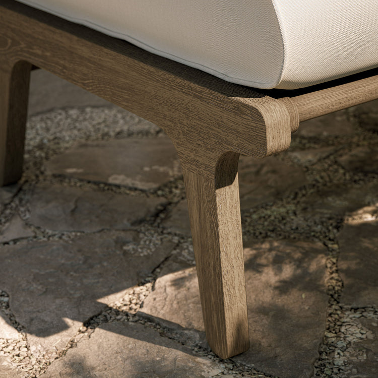 Saratoga Outdoor Teak Ottoman - Weathered Gray