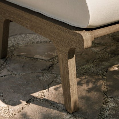 Saratoga Outdoor Teak Ottoman - Weathered Gray