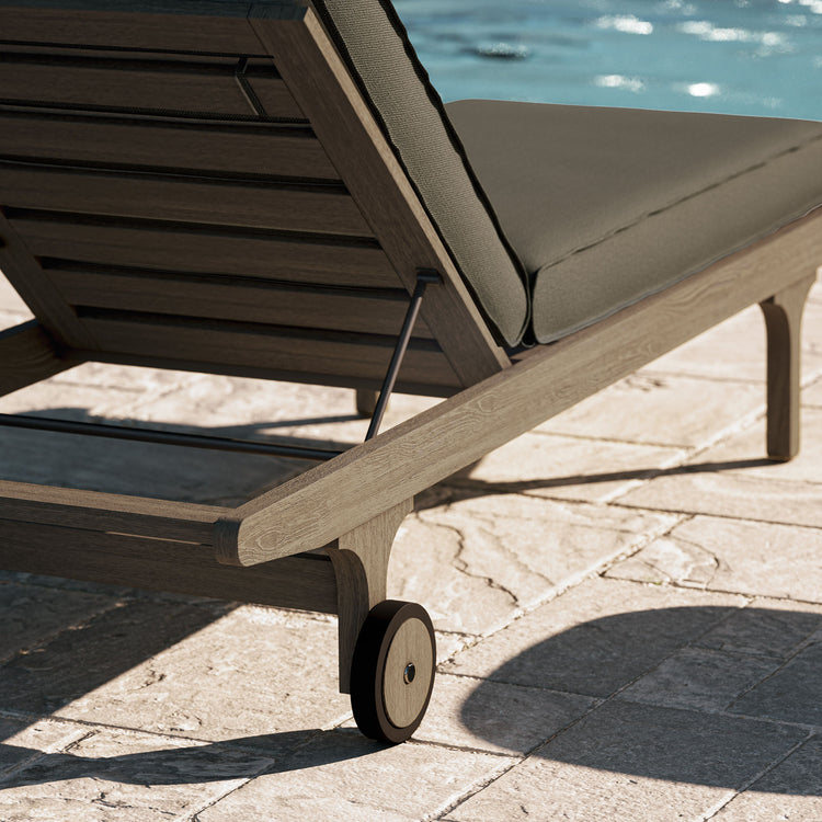Saratoga Outdoor Teak Chaise Lounge Chair - Flint Gray