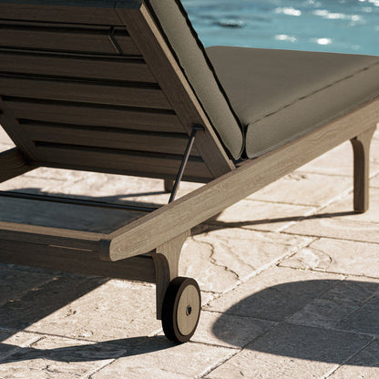 Saratoga Outdoor Teak Chaise Lounge Chair - Flint Gray