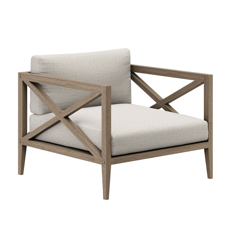 Northlake 3-Piece Outdoor Teak Wood Furniture Set with Armchair and Side Table - Pebble