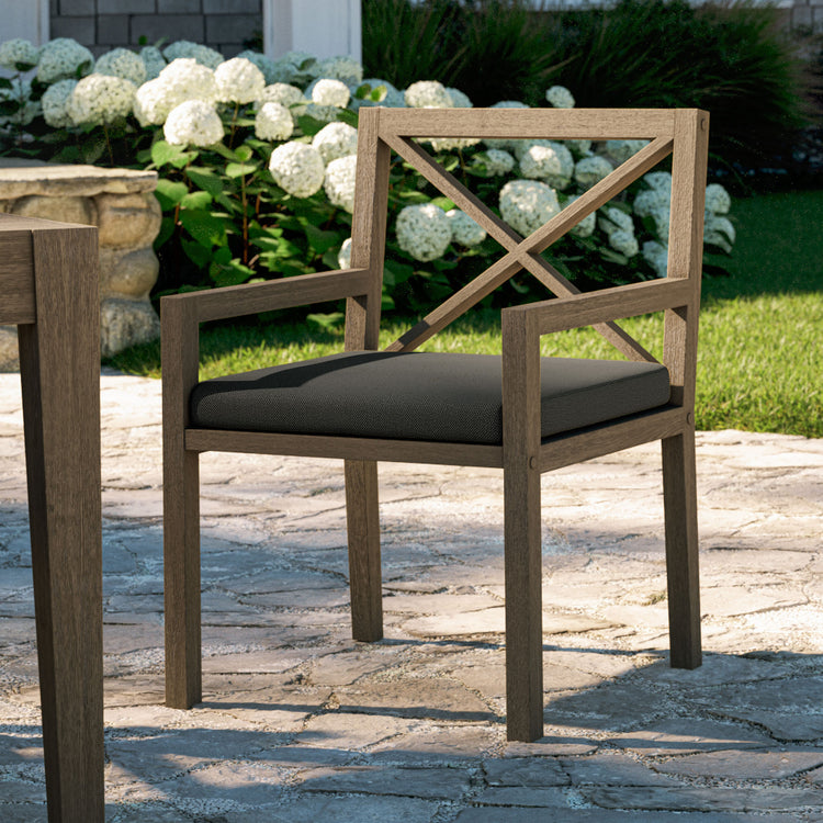 Northlake Outdoor Teak Dining Armchair - Flint Gray