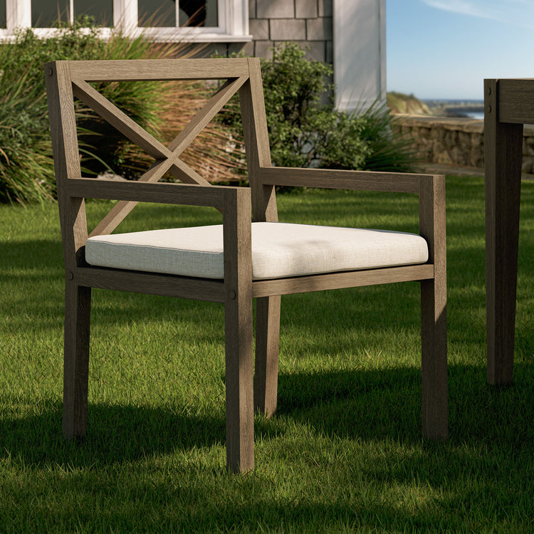 Northlake Outdoor Teak Dining Armchair - Pebble