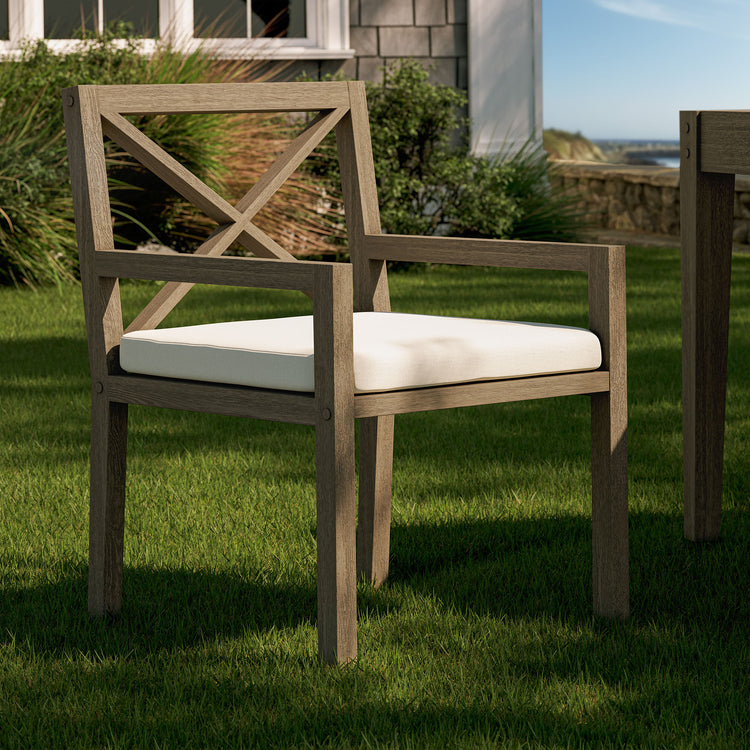 Northlake Outdoor Teak Dining Armchair - Weathered Gray