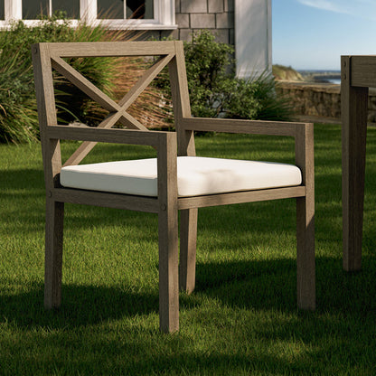 Northlake Outdoor Teak Dining Armchair - Weathered Gray