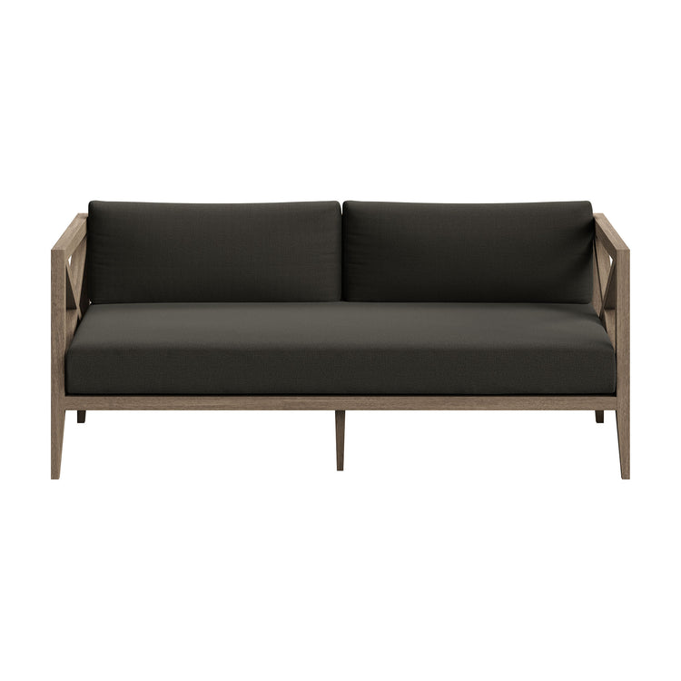 Northlake Outdoor Teak Wood Loveseat and Ottoman Set - Flint Gray