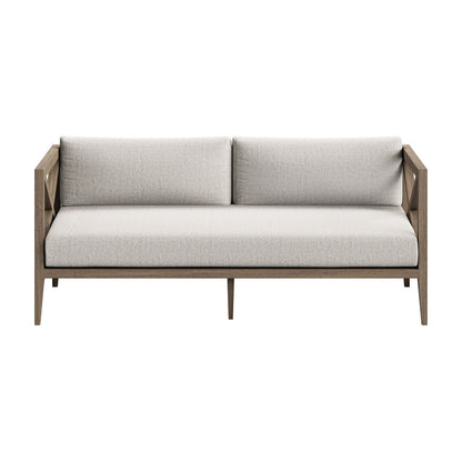 Northlake Outdoor Teak Wood Loveseat and Ottoman Set - Pebble