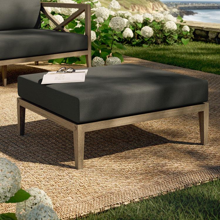 Northlake Outdoor Teak Ottoman - Flint Gray