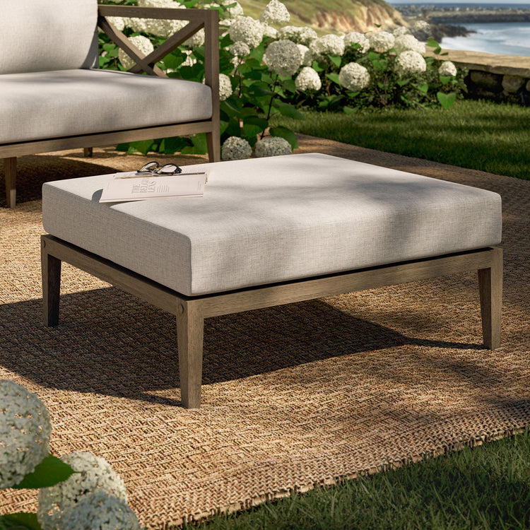 Northlake Outdoor Teak Ottoman - Pebble