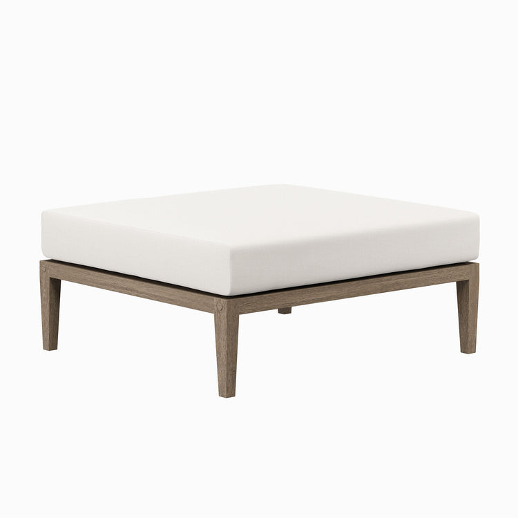 Northlake Outdoor Teak Ottoman - Weathered Gray