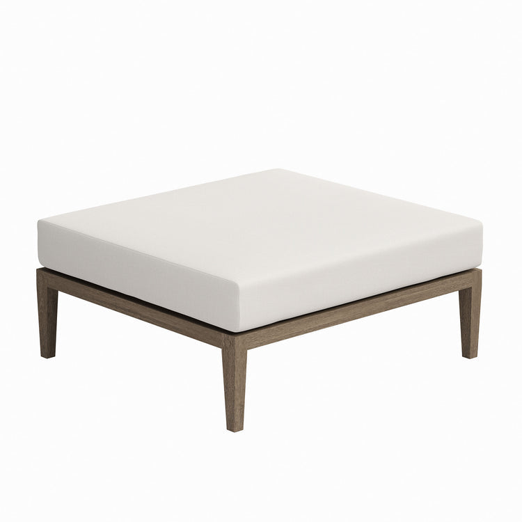 Northlake Outdoor Teak Ottoman - Weathered Gray