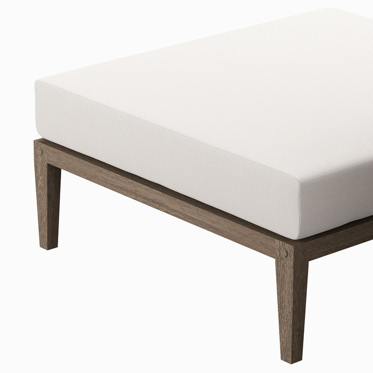 Northlake Outdoor Teak Ottoman - Weathered Gray