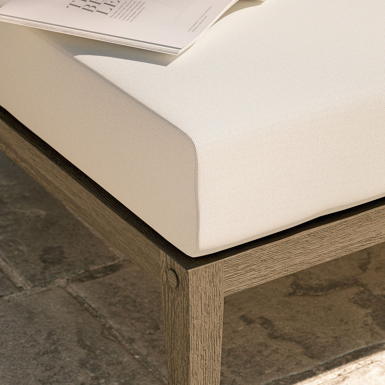 Northlake Outdoor Teak Ottoman - Weathered Gray