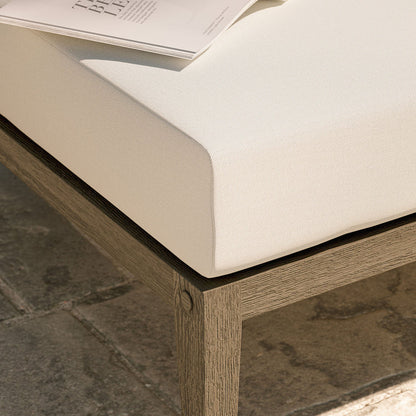 Northlake Outdoor Teak Ottoman - Weathered Gray