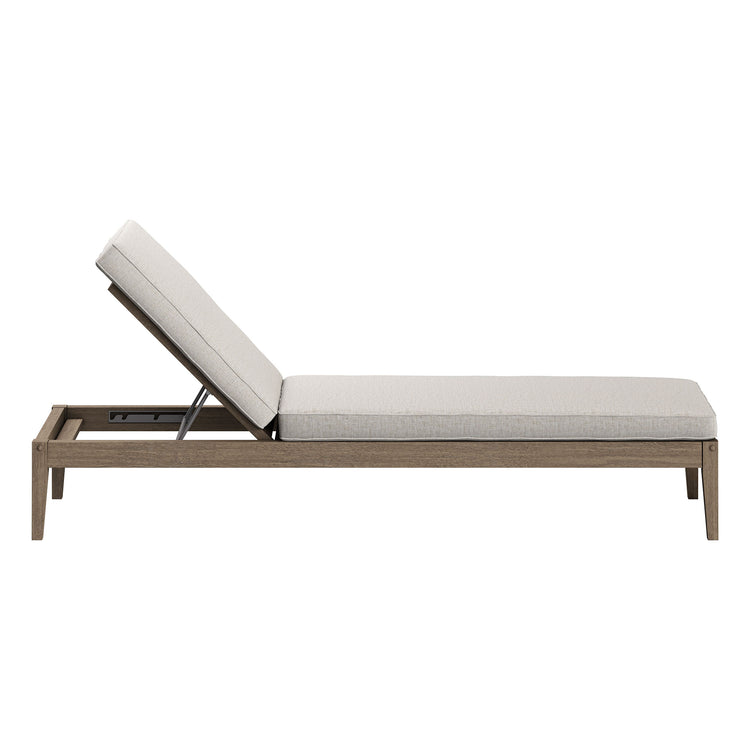 Northlake 3-Piece Outdoor Teak Wood Furniture Set with Chaise Lounges and Side Table - Pebble