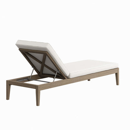 Northlake Outdoor Teak Chaise Lounge - Weathered Gray White