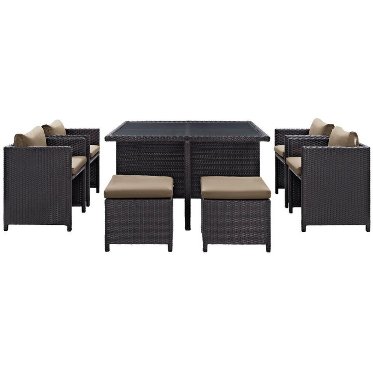Inverse 9 Piece Outdoor Patio Dining Set - Espresso Mocha