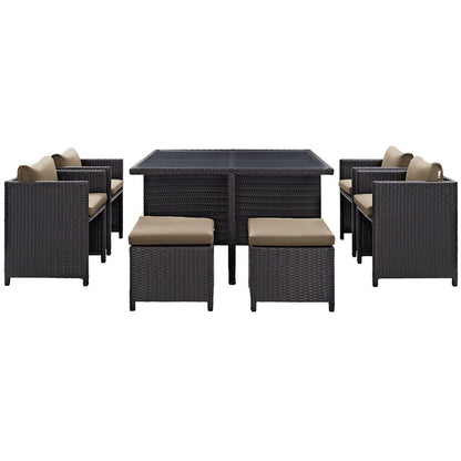 Inverse 9 Piece Outdoor Patio Dining Set - Espresso Mocha