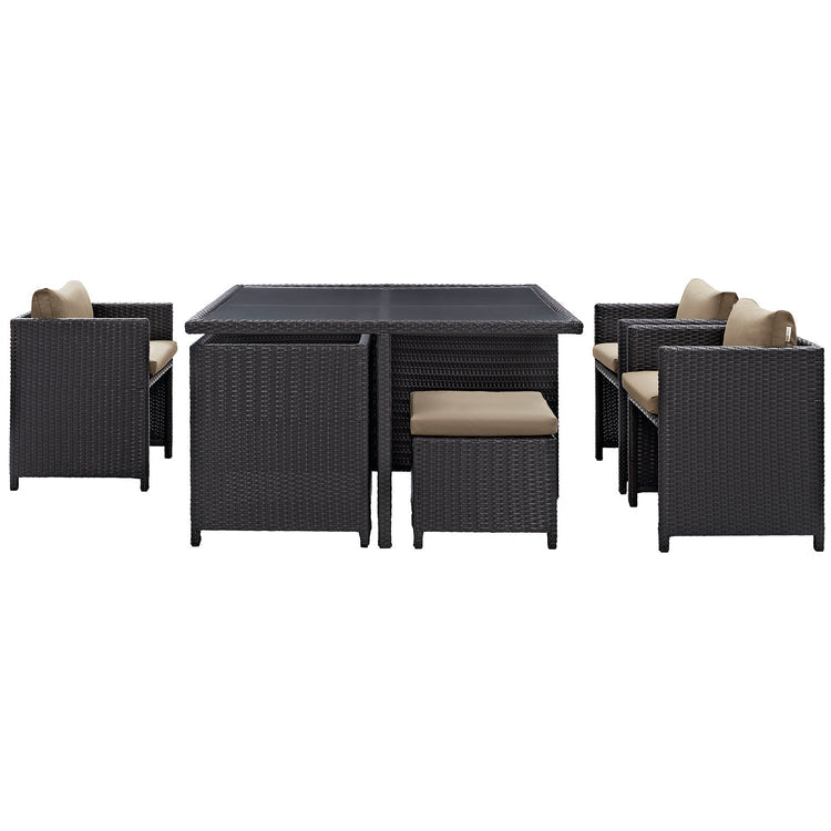 Inverse 9 Piece Outdoor Patio Dining Set - Espresso Mocha