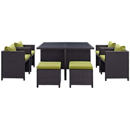 Inverse 9 Piece Outdoor Patio Dining Set - Espresso Peridot
