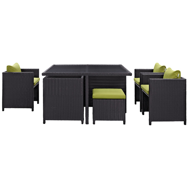 Inverse 9 Piece Outdoor Patio Dining Set - Espresso Peridot