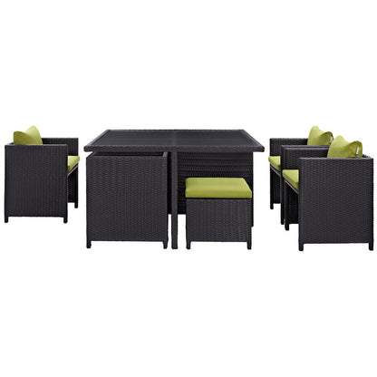 Inverse 9 Piece Outdoor Patio Dining Set - Espresso Peridot