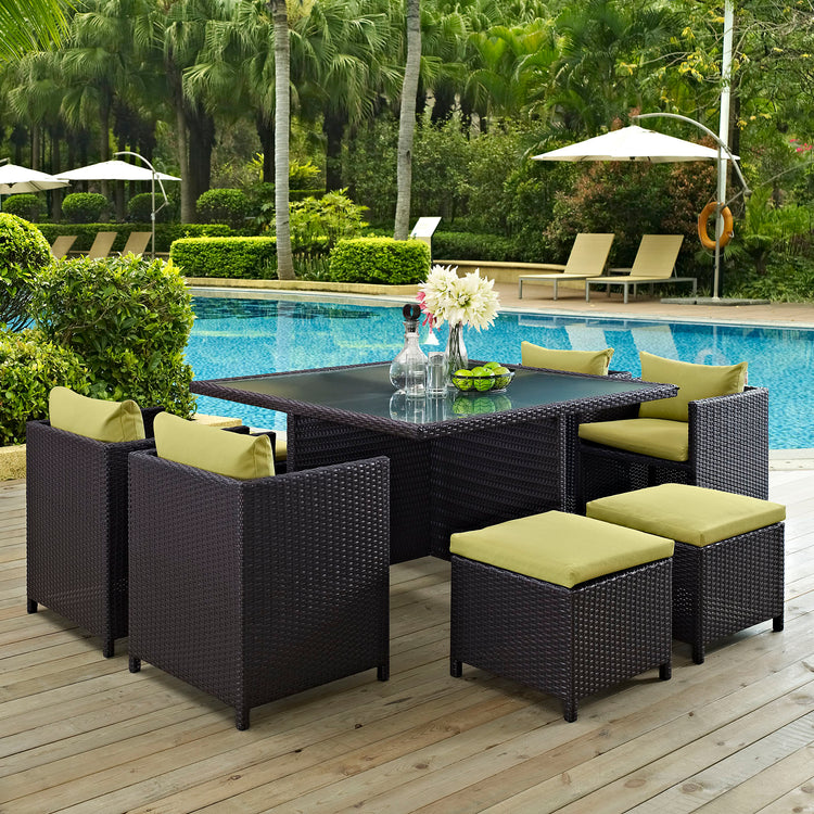 Inverse 9 Piece Outdoor Patio Dining Set - Espresso Peridot