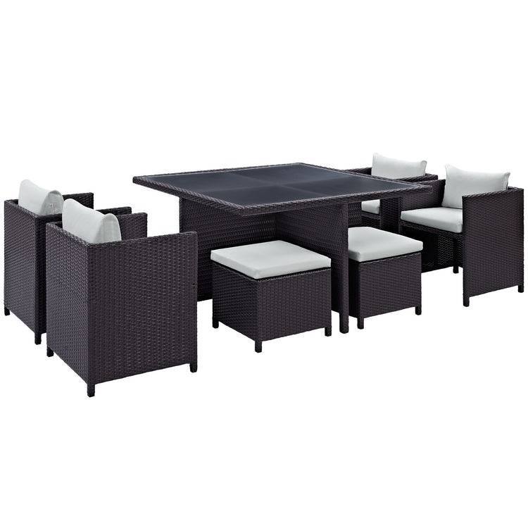 Inverse 9 Piece Outdoor Patio Dining Set - Espresso White
