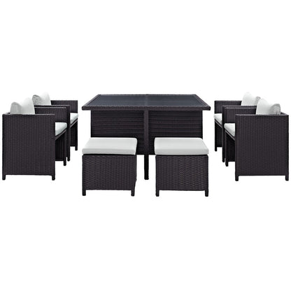 Inverse 9 Piece Outdoor Patio Dining Set - Espresso White