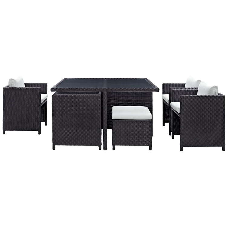 Inverse 9 Piece Outdoor Patio Dining Set - Espresso White