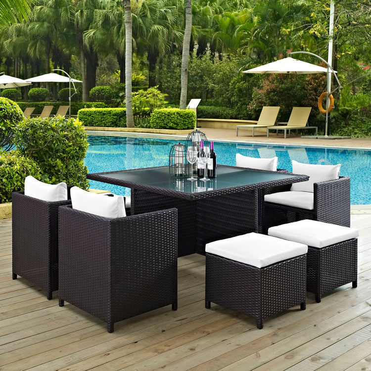 Inverse 9 Piece Outdoor Patio Dining Set - Espresso White