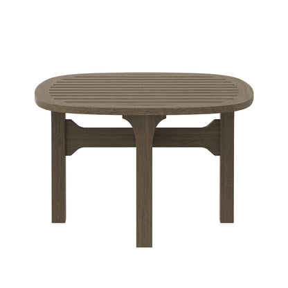 Saratoga Square Outdoor Patio Teak Wood Side Table - Default Title
