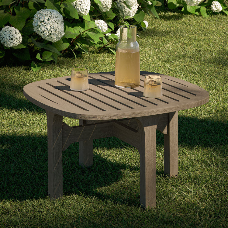 Saratoga Square Outdoor Patio Teak Wood Side Table - Default Title