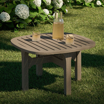 Saratoga Square Outdoor Patio Teak Wood Side Table - Default Title