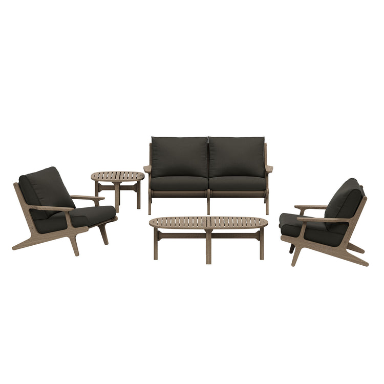Saratoga 5-Piece Outdoor Teak Wood Furniture Set - Flint Gray