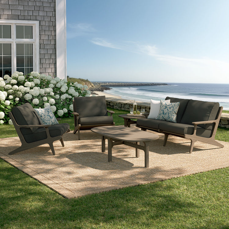 Saratoga 5-Piece Outdoor Teak Wood Furniture Set - Flint Gray