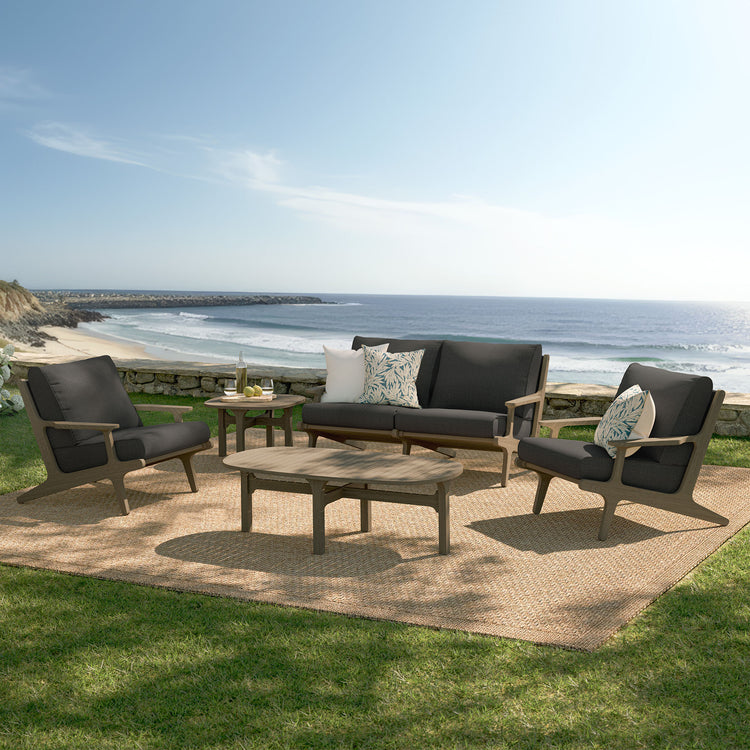 Saratoga 5-Piece Outdoor Teak Wood Furniture Set - Flint Gray