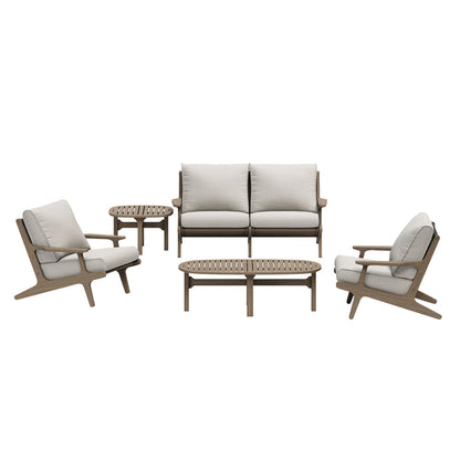 Saratoga 5-Piece Outdoor Teak Wood Furniture Set - Pebble