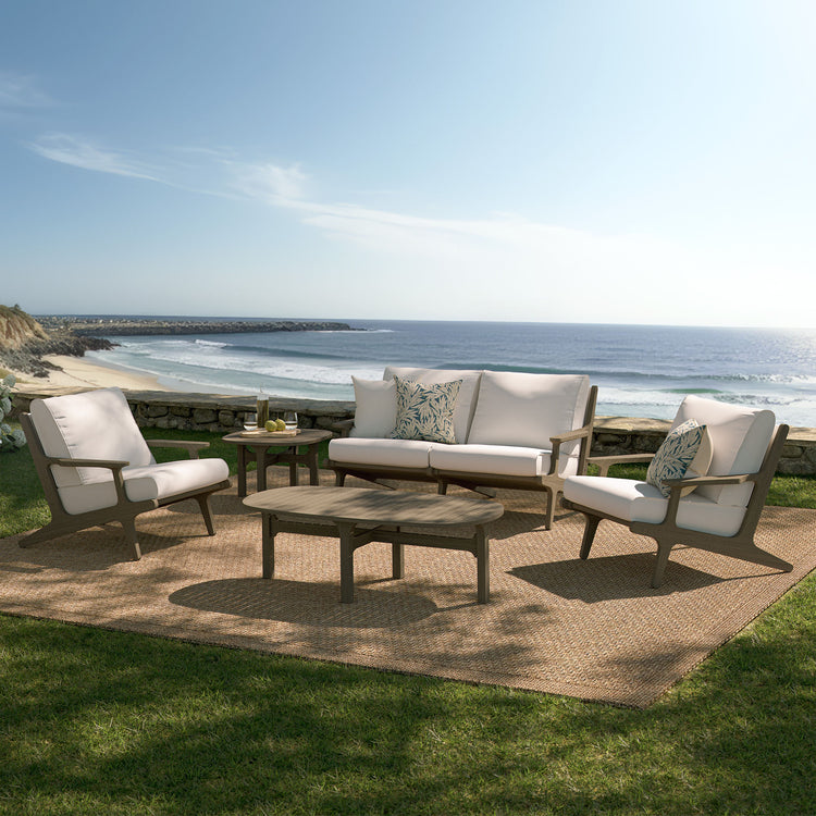 Saratoga 5-Piece Outdoor Teak Wood Furniture Set - Weathered Gray White