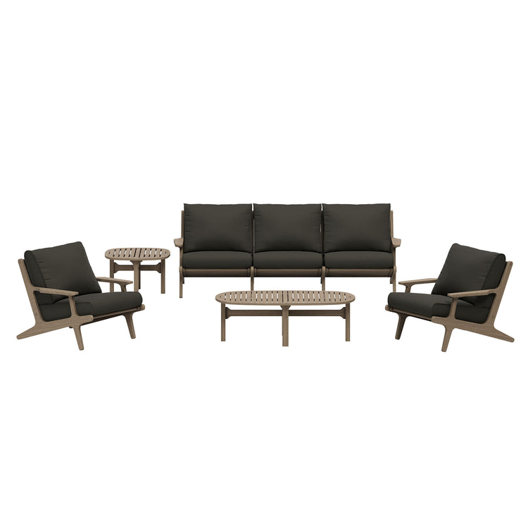 Saratoga 4-Piece Outdoor Teak Wood Furniture Set - Flint Gray