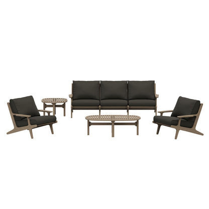 Saratoga 4-Piece Outdoor Teak Wood Furniture Set - Flint Gray