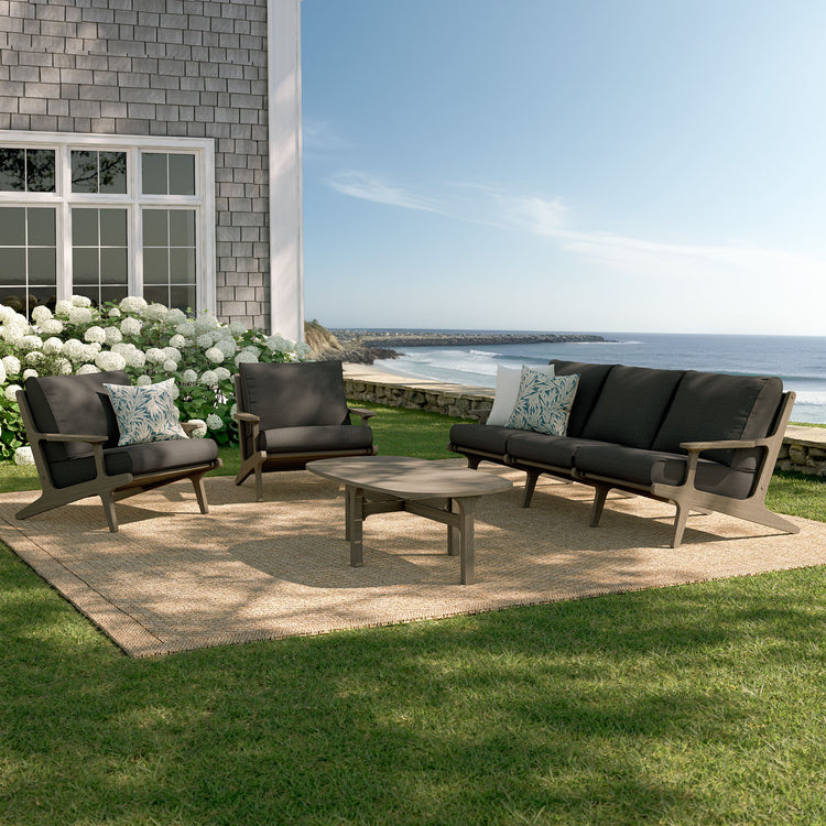 Saratoga 4-Piece Outdoor Teak Wood Furniture Set - Flint Gray