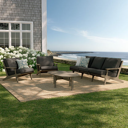 Saratoga 4-Piece Outdoor Teak Wood Furniture Set - Flint Gray