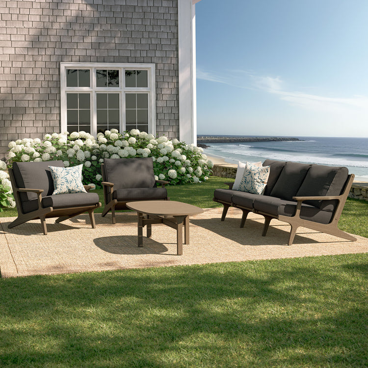 Saratoga 4-Piece Outdoor Teak Wood Furniture Set - Flint Gray