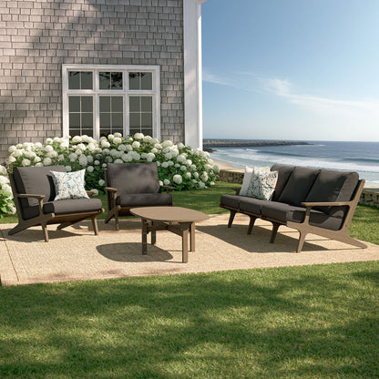 Saratoga 4-Piece Outdoor Teak Wood Furniture Set - Flint Gray