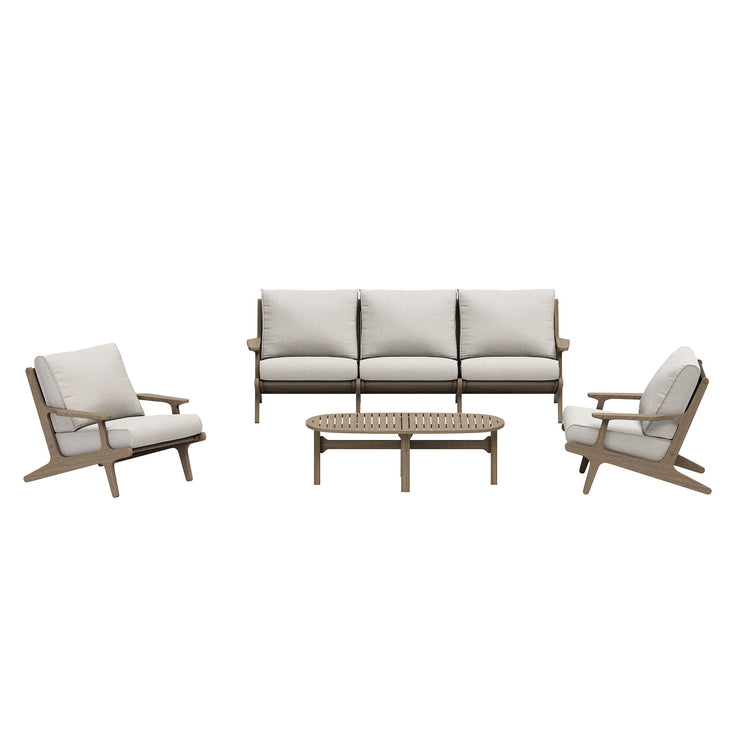 Saratoga 4-Piece Outdoor Teak Wood Furniture Set - Pebble