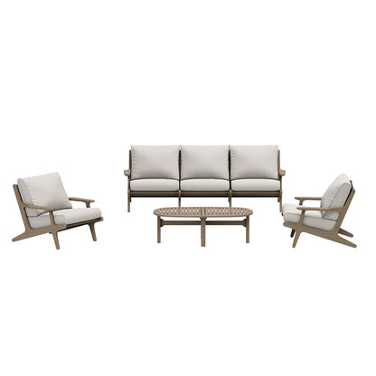 Saratoga 4-Piece Outdoor Teak Wood Furniture Set - Pebble