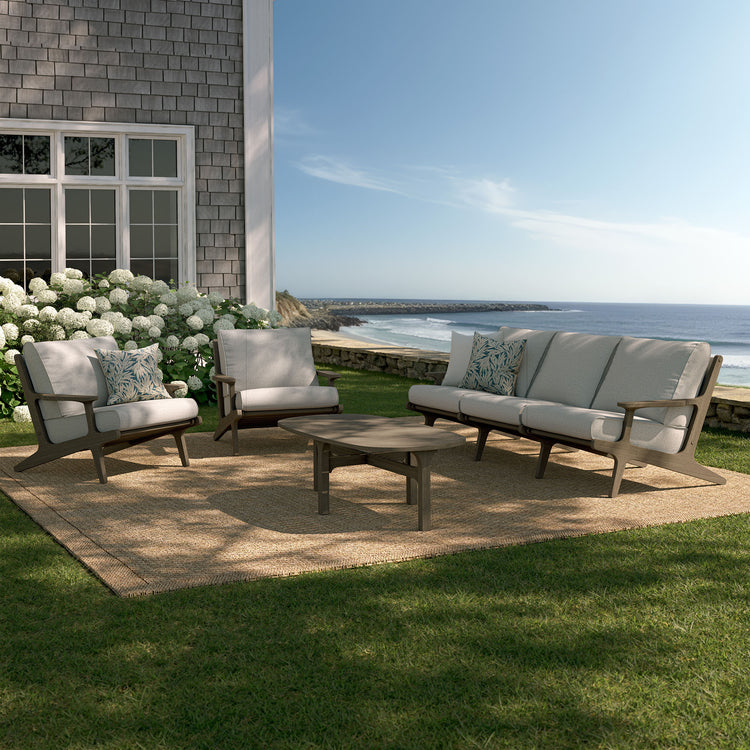 Saratoga 4-Piece Outdoor Teak Wood Furniture Set - Pebble