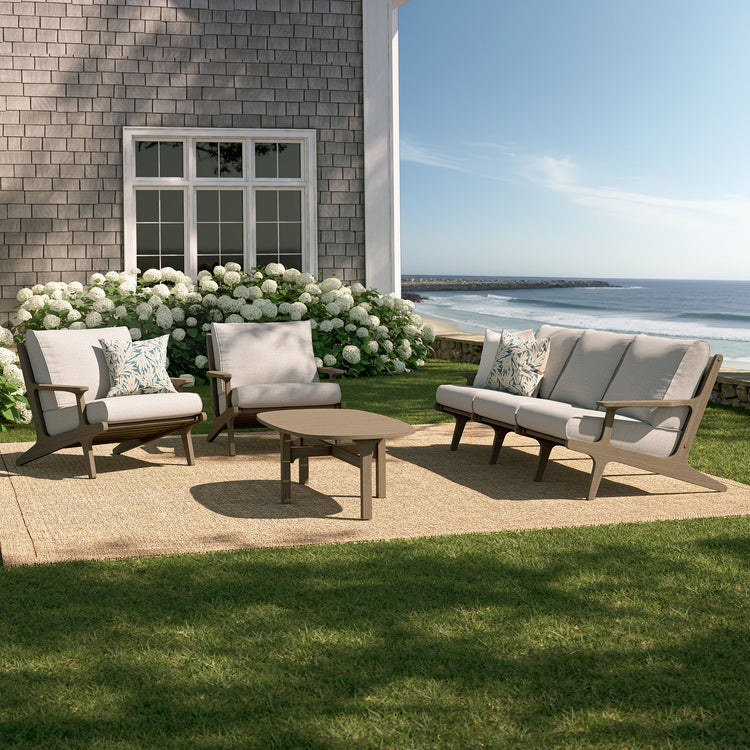 Saratoga 4-Piece Outdoor Teak Wood Furniture Set - Pebble