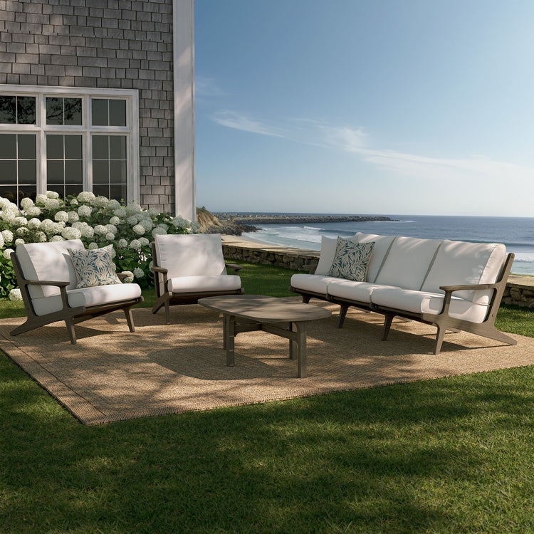 Saratoga 4-Piece Outdoor Teak Wood Furniture Set - Weathered Gray White